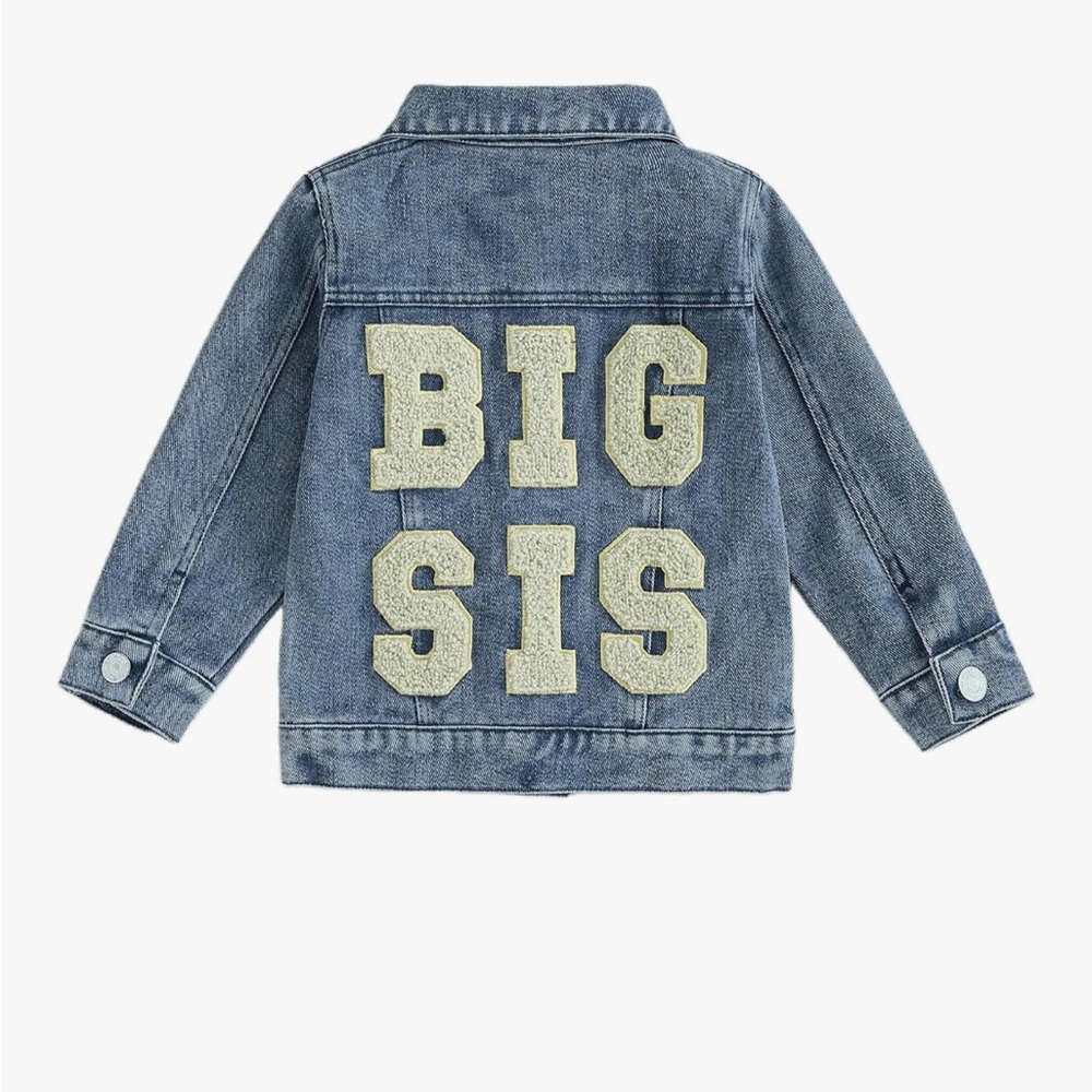 Kids Denim Jacket with Gold Lettering BIG SIS